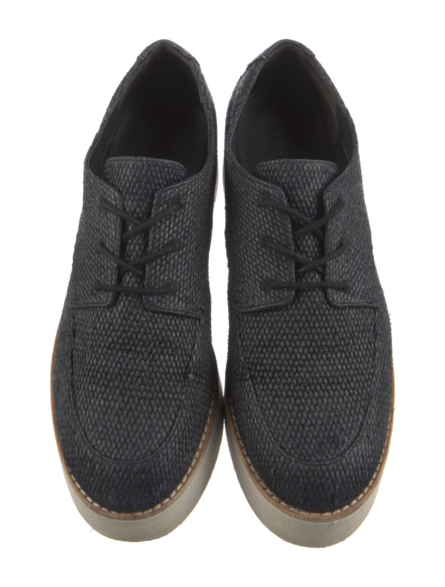 Vince Straw Leather Trim Embellishment Oxfords